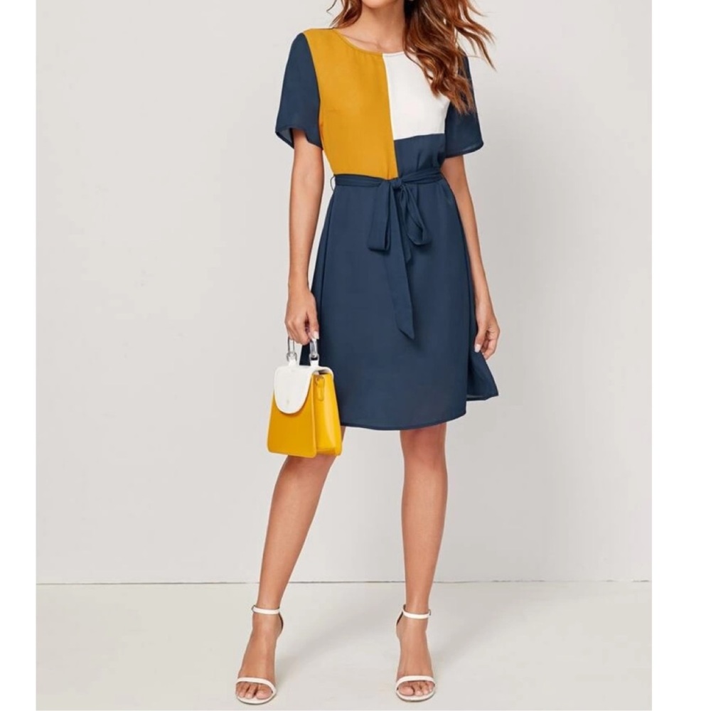 Cut and sew belted dress